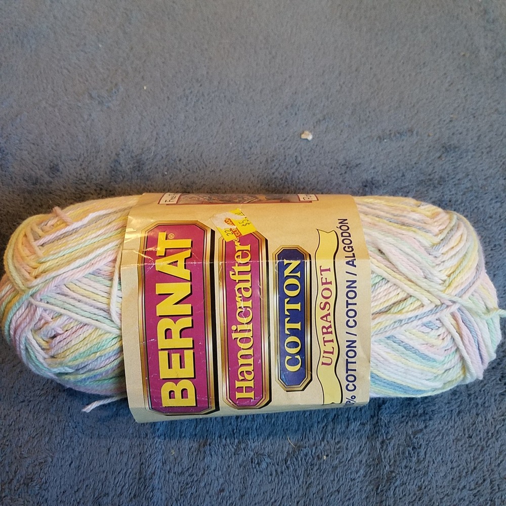 Bernat Handicrafter Cotton Ultrasoft Yarn 12oz Pastel Multi New Worsted 4-Ply